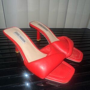 Steve Madden Bold Red Heeled Mules